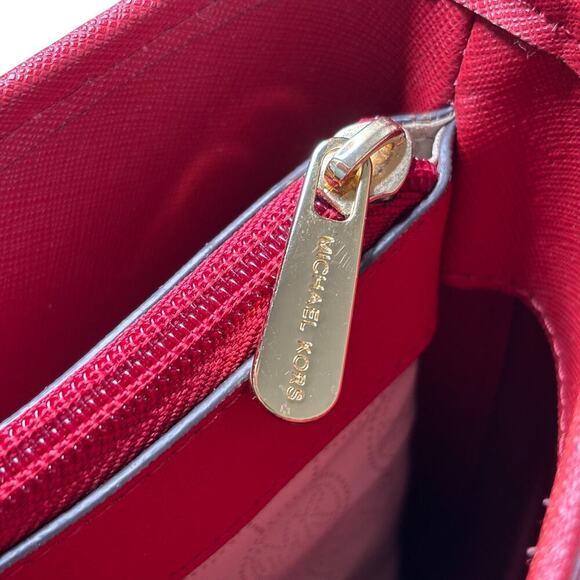Michael Kors Jet Set Large Tote Bag Saffiano Leather Red - Picture 11 of 12